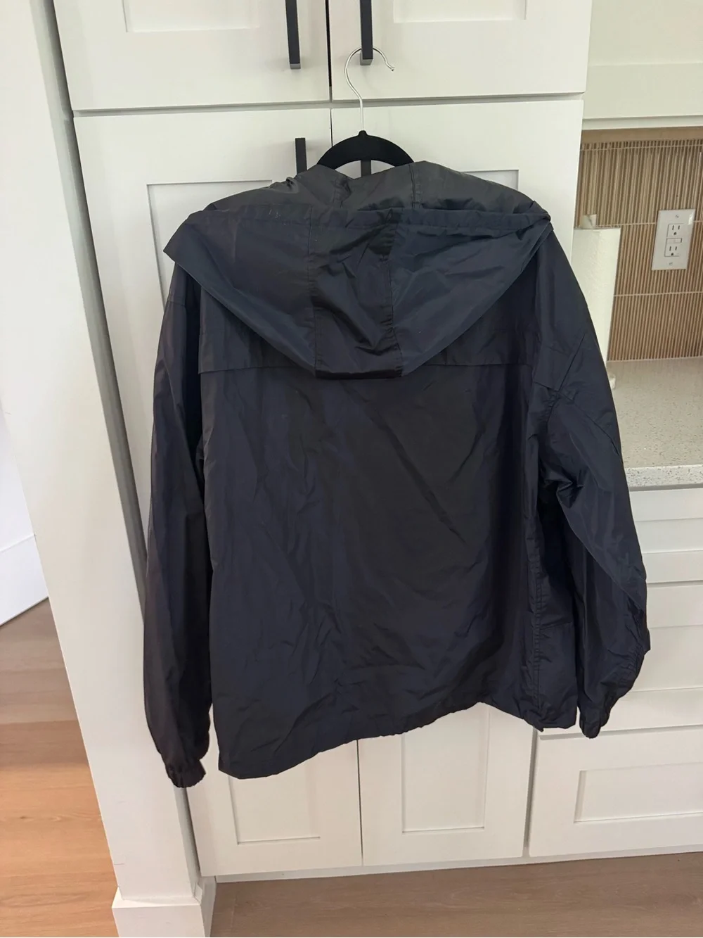 Black Lightweight Hooded Windbreaker Jacket